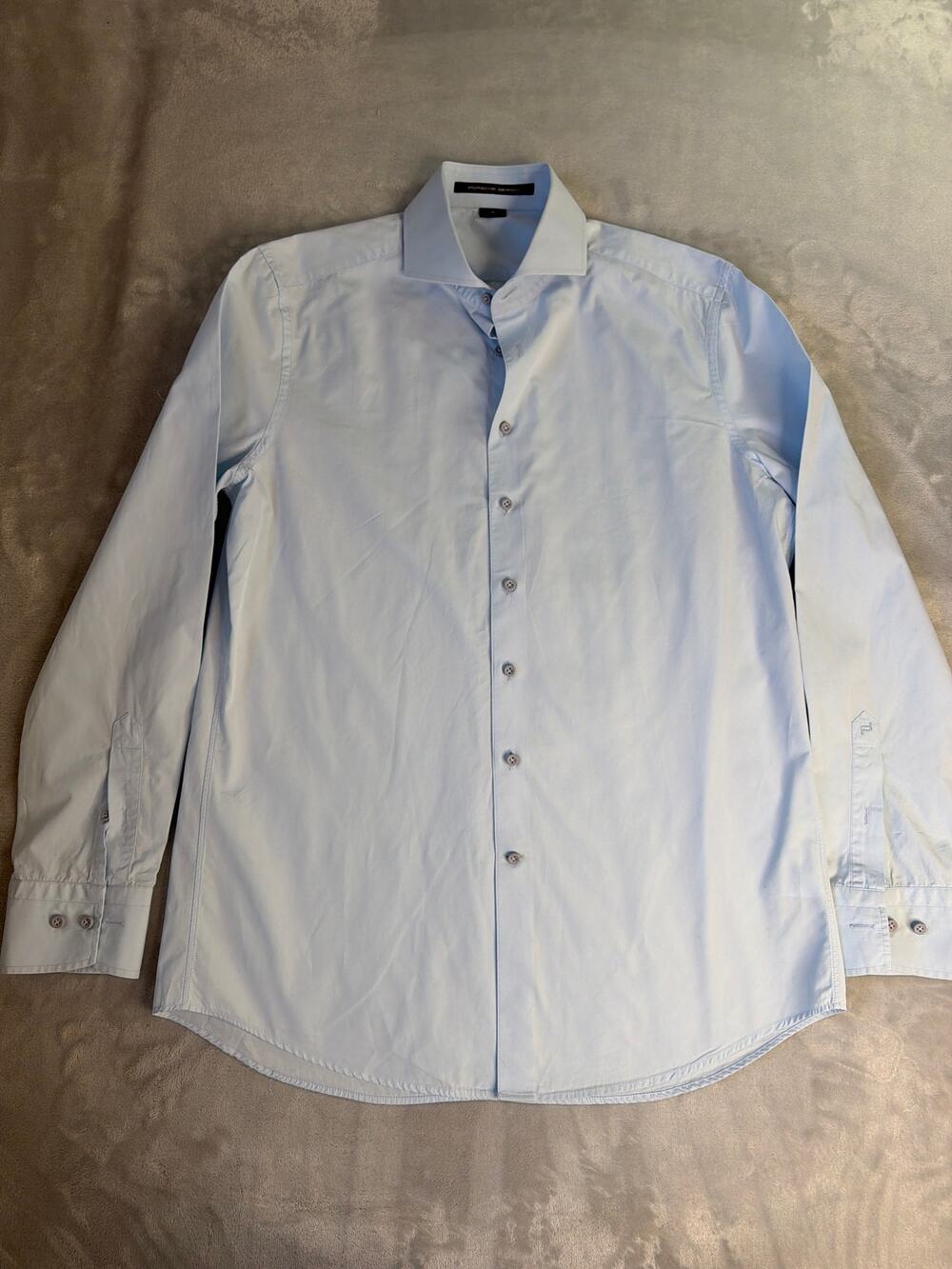 Porsche Design Men's Light Blue Slim Fit Long Sleeve Dress Shirt Size 50 USUK 40